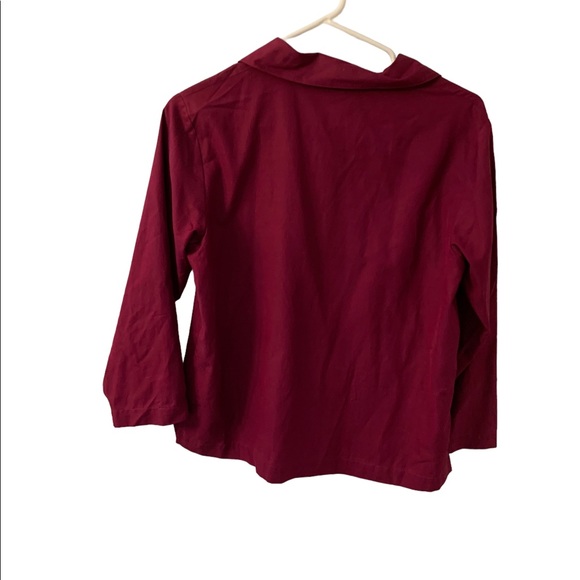 - Eileen Fisher Magenta Purple Plum Button Down Collar Shirt Small Petite - Picture 5 of 7